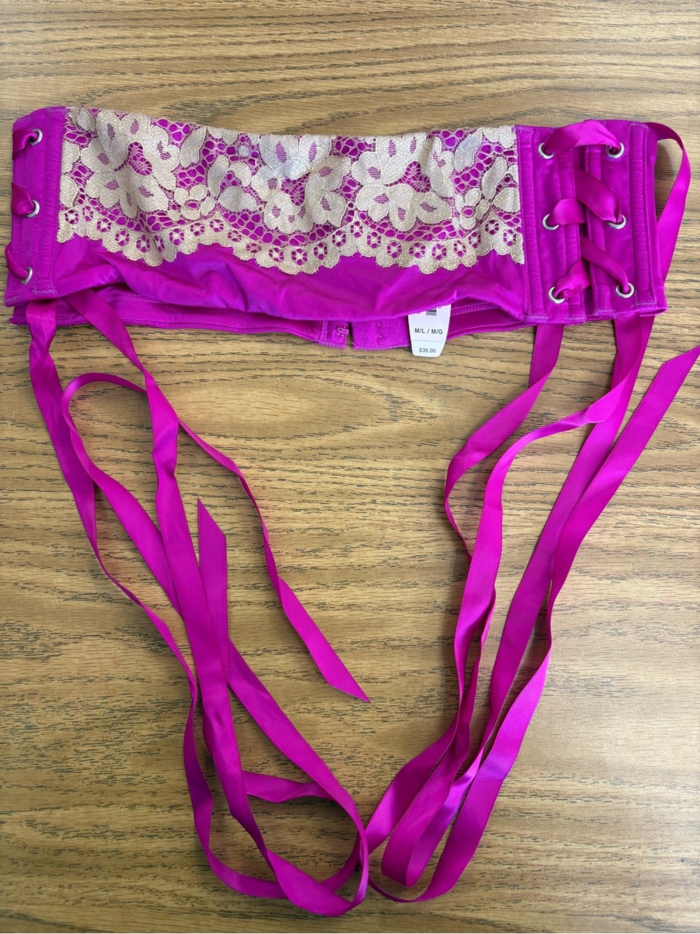 Victoria's Secret Fuchsia Satin Waist Cincher with Hook Closure